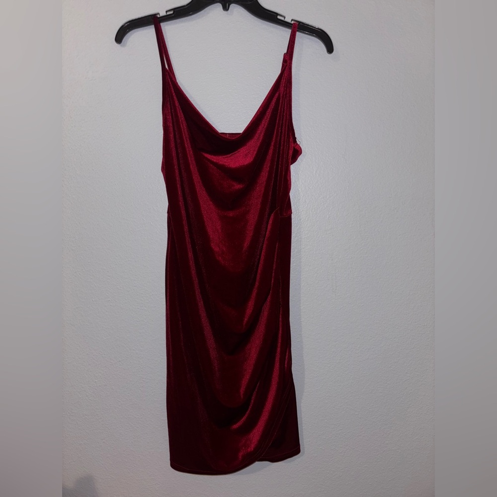 Elegant Velvet Red Draped Dress